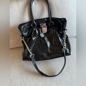 Michael Kors Black Hamilton Patent Leather Shoulder/crossbody